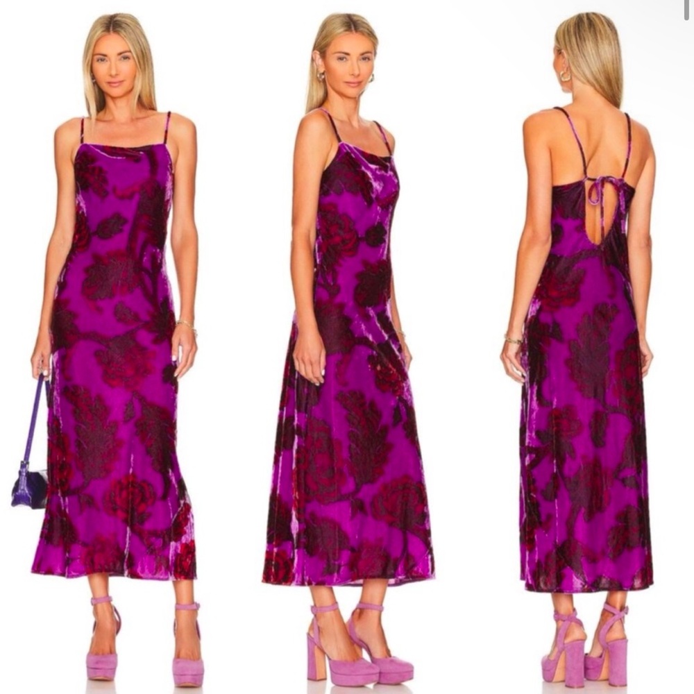 Rhode Jemima Velvet‎ Slip Dress floral 10